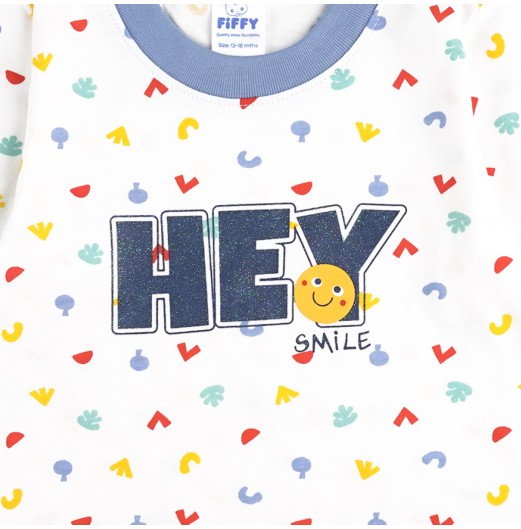 FIFFY HEY SMILE LONG SLEEVE BOY PYJAMAS SUIT BAJU TIDUR BAYI (3425011)