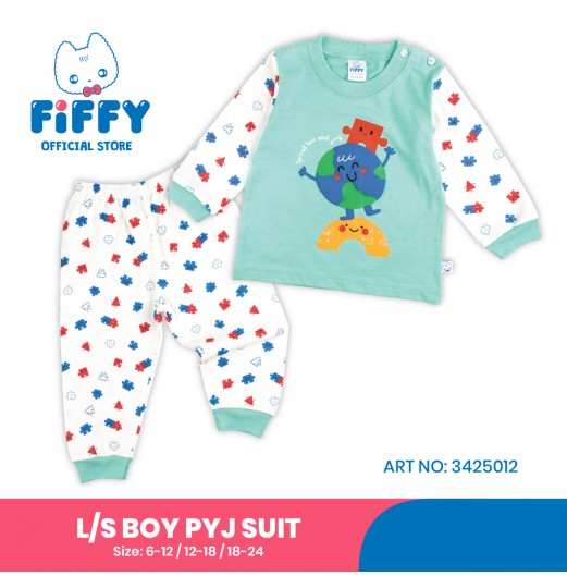 FIFFY SPREAD LOVE AND JOY LONG SLEEVE BOY PYJAMAS SUIT BAJU TIDUR BAYI (3425012)