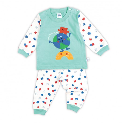 FIFFY SPREAD LOVE AND JOY LONG SLEEVE BOY PYJAMAS SUIT BAJU TIDUR BAYI (3425012)
