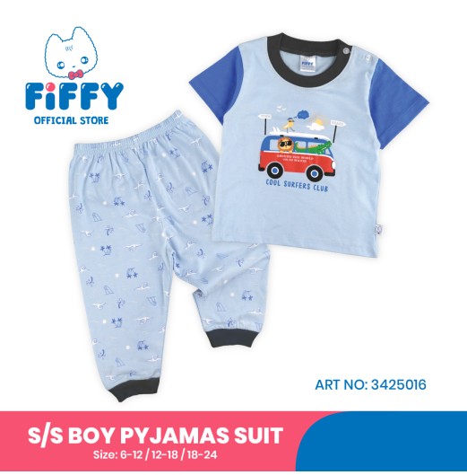 FIFFY COOL SURFERS CLUB SHORT SLEEVE BOY PYJAMAS SUIT BAJU BAYI (3425016)