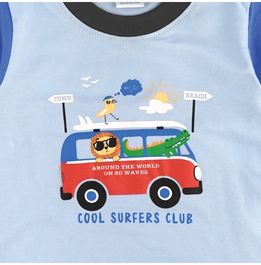FIFFY COOL SURFERS CLUB SHORT SLEEVE BOY PYJAMAS SUIT BAJU BAYI (3425016)