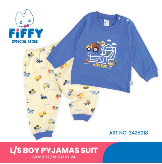 FIFFY VROOM WORKSITE LONG SLEEVE BOY PYJAMAS SUIT BAJU BAYI (3425018)