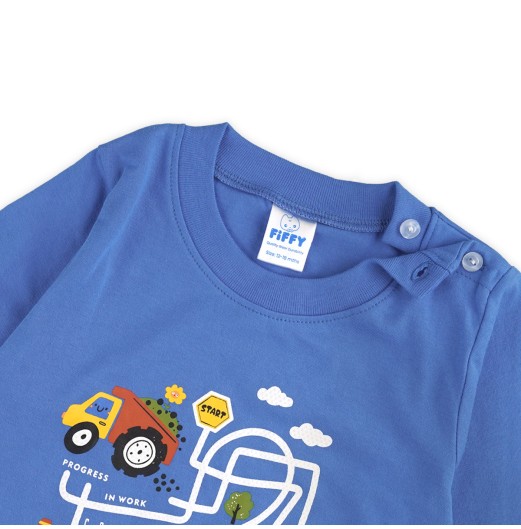 FIFFY VROOM WORKSITE LONG SLEEVE BOY PYJAMAS SUIT BAJU BAYI (3425018)