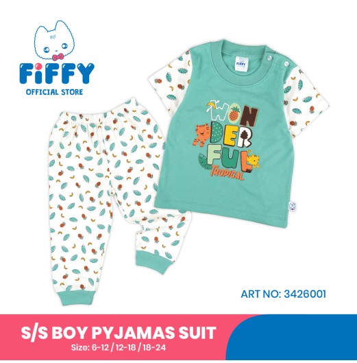 FIFFY WONDERFUL TROPICAL SHORT SLEEVE BOY PYJAMAS SUIT BAJU BAYI (3426001) FIFFY WONDERFUL TROPICAL SHORT SLEEVE BOY PYJAMAS SUIT BAJU BAYI (3426001)