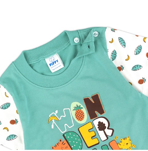 FIFFY WONDERFUL TROPICAL SHORT SLEEVE BOY PYJAMAS SUIT BAJU BAYI (3426001) FIFFY WONDERFUL TROPICAL SHORT SLEEVE BOY PYJAMAS SUIT BAJU BAYI (3426001)
