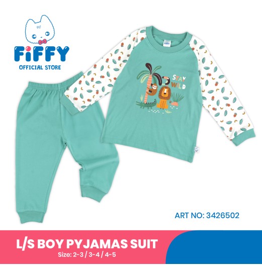 FIFFY STAY WILD LONG SLEEVE BOY PYJAMAS SUIT BAJU BAYI (3426502)