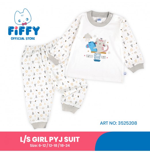 FIFFY SWEET TIME BAJU BAYI LONG SLEEVE GIRL PYJAMAS SUIT (3525208)