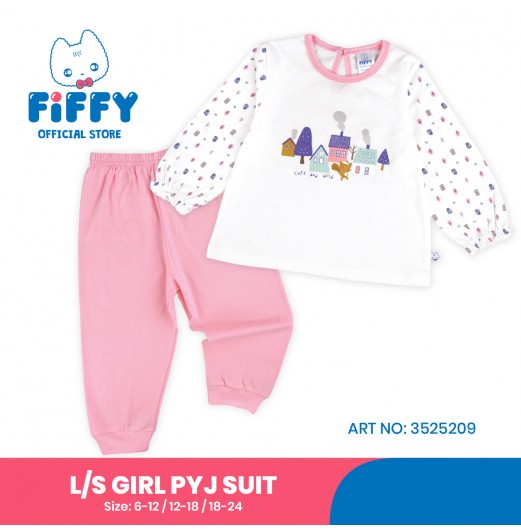FIFFY CUTE AND WILD BAJU BAYI LONG SLEEVE GIRL PYJAMAS SUIT (3525209)