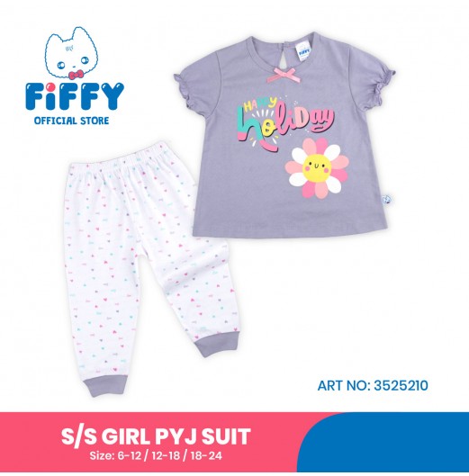 FIFFY HAPPY HOLIDAY SHORT SLEEVE GIRL PYJAMAS SUIT BAJU TIDUR BAYI (3525210)