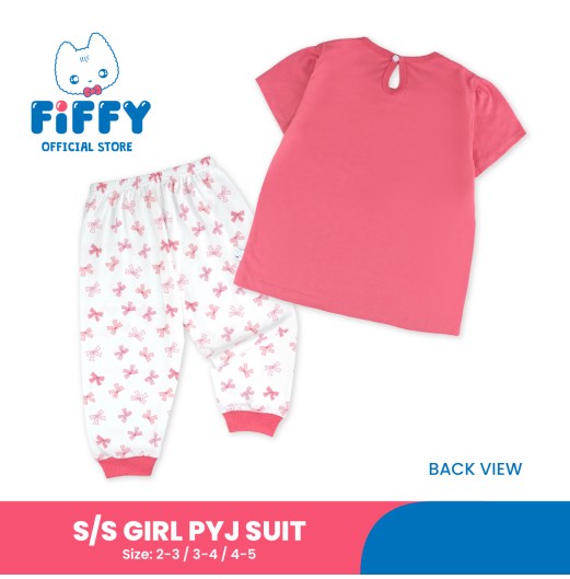 FIFFY CUTE KITTY SHORT SLEEVE GIRL PYJAMAS SUIT BAJU BAYI (3525609)