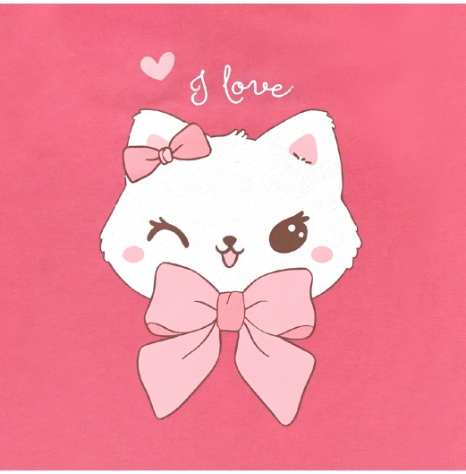 FIFFY CUTE KITTY SHORT SLEEVE GIRL PYJAMAS SUIT BAJU BAYI (3525609)