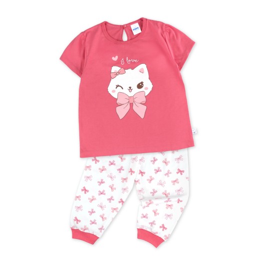 FIFFY CUTE KITTY SHORT SLEEVE GIRL PYJAMAS SUIT BAJU BAYI (3525609)