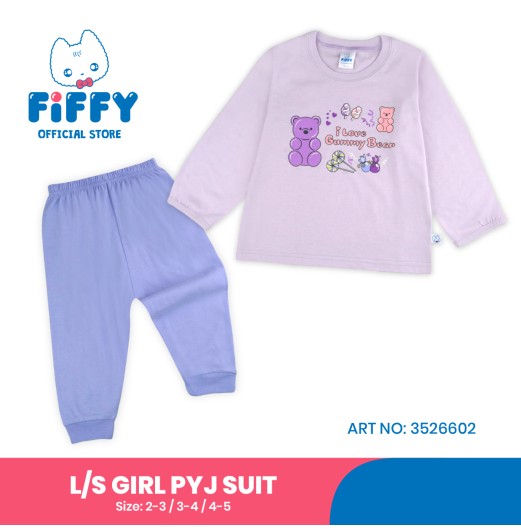 FIFFY GUMMY BEAR LONG SLEEVE GIRL PYJAMAS SUIT BAJU BAYI (3526602)