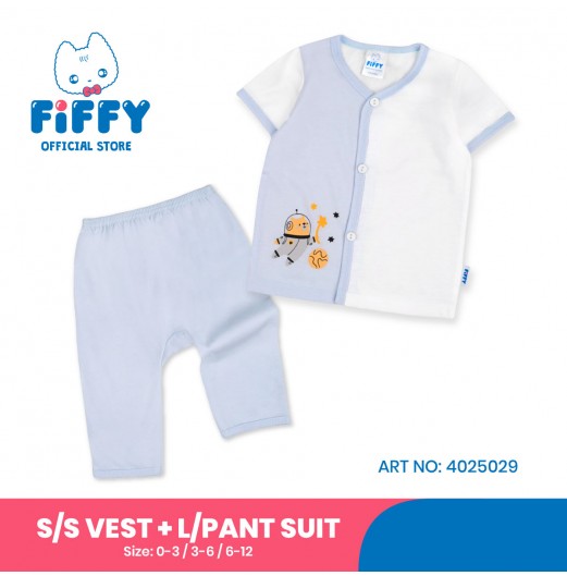FIFFY MOONLIGHT MISSION BAJU BAYI SHORT SLEEVE VEST + LONG PANT SUIT (4025029)