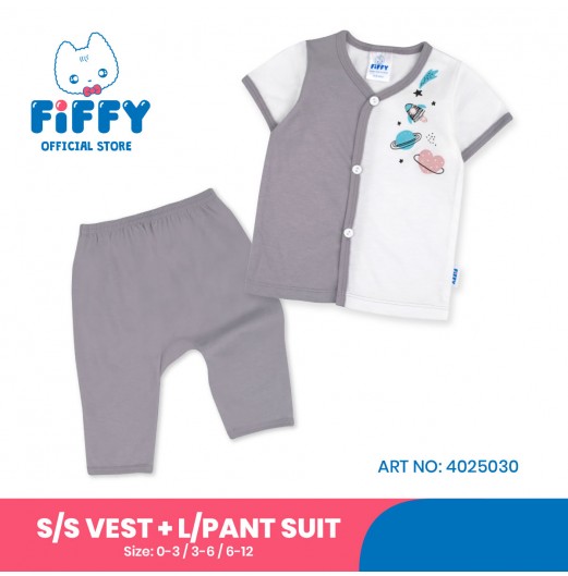 FIFFY PLANET BAJU BAYI SHORT SLEEVE VEST + LONG PANT SUIT (4025030)