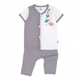 FIFFY PLANET BAJU BAYI SHORT SLEEVE VEST + LONG PANT SUIT (4025030)