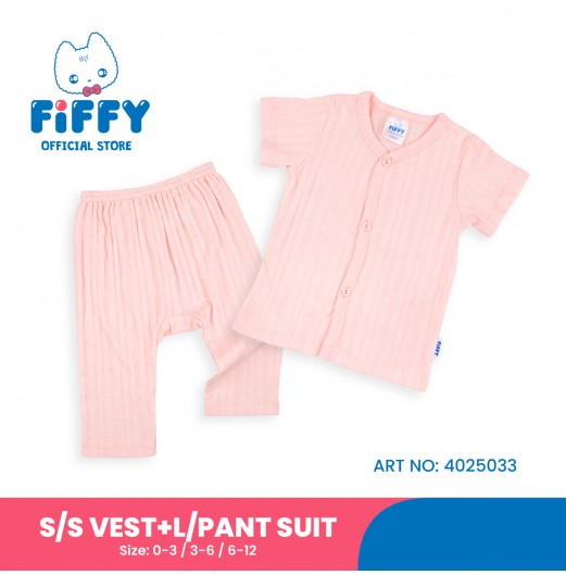 FIFFY CLASSIC BAJU BAYI SHORT SLEEVE VEST + LONG PANT SUIT (4025033) FIFFY CLASSIC BAJU BAYI SHORT SLEEVE VEST + LONG PANT SUIT (4025033)