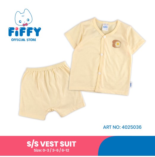 FIFFY SMILEY EGG TOAST SHORT SLEEVE VEST SUIT BAJU BAYI (4025036)