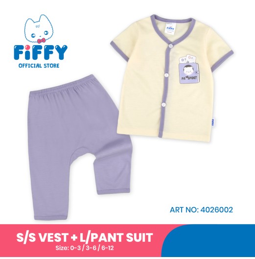 FIFFY READY TO TRAVEL SHORT SLEEVE VEST + LONG PANT SUIT BAJU BAYI (4026002)