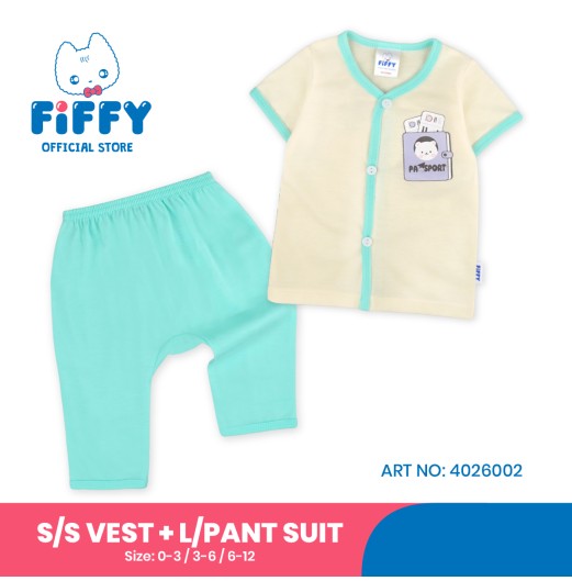 FIFFY READY TO TRAVEL SHORT SLEEVE VEST + LONG PANT SUIT BAJU BAYI (4026002)