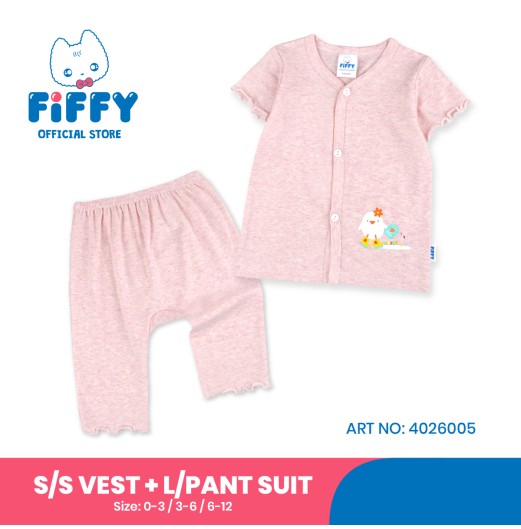 FIFFY LITTLE CHICKIE SHORT SLEEVE VEST + LONG PANT SUIT BAJU BAYI (4026005)