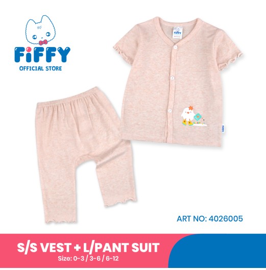 FIFFY LITTLE CHICKIE SHORT SLEEVE VEST + LONG PANT SUIT BAJU BAYI (4026005)
