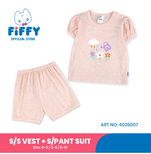 FIFFY RAINBOW GARDEN SHORT SLEEVE VEST + SHORT PANT SUIT BAJU BAYI (4026007)