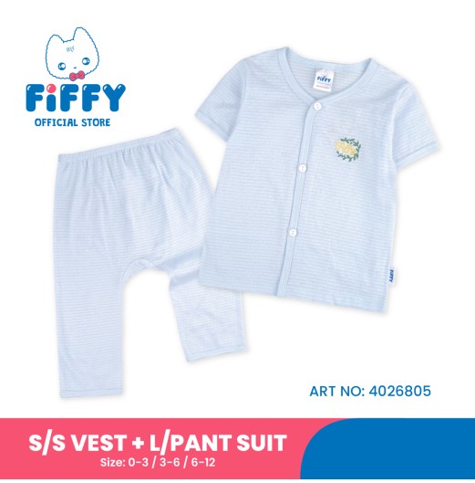 FIFFY GENTLE SHORT SLEEVE VEST + LONG PANT SUITBAJU BAYI (4026805) FIFFY GENTLE SHORT SLEEVE VEST + LONG PANT SUITBAJU BAYI (4026805)