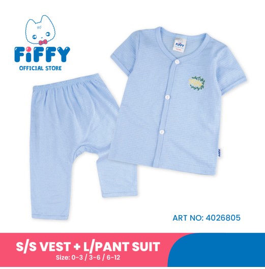 FIFFY GENTLE SHORT SLEEVE VEST + LONG PANT SUITBAJU BAYI (4026805) FIFFY GENTLE SHORT SLEEVE VEST + LONG PANT SUITBAJU BAYI (4026805)