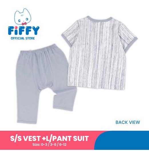  FIFFY COZY STRIPE SHORT SLEEVE VEST + LONG PANT SUIT BAJU BAYI (4026820)