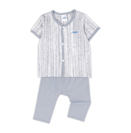  FIFFY COZY STRIPE SHORT SLEEVE VEST + LONG PANT SUIT BAJU BAYI (4026820)