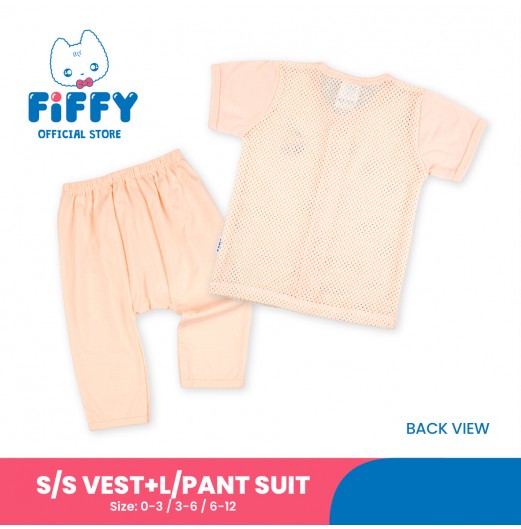 FIFFY HELLO DINO BAJU BAYI SHORT SLEEVE VEST + LONG PANT SUIT (4125038)