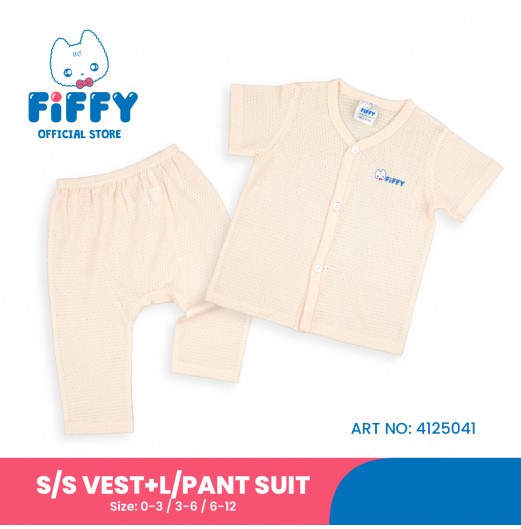 FIFFY COMFORT BAJU BAYI SHORT SLEEVE VEST + LONG PANT SUIT (4125041)