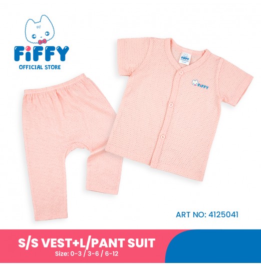 FIFFY COMFORT BAJU BAYI SHORT SLEEVE VEST + LONG PANT SUIT (4125041)