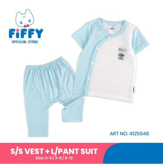 FIFFY SLEEPING BEAR SHORT SLEEVE VEST + LONG PANT SUIT BAJU BAYI (4125048)