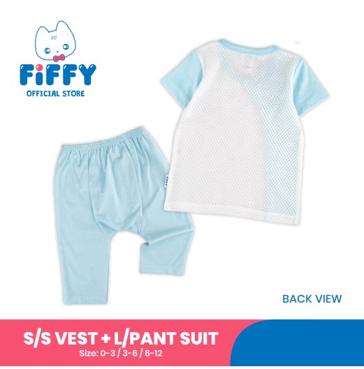 FIFFY SLEEPING BEAR SHORT SLEEVE VEST + LONG PANT SUIT BAJU BAYI (4125048)