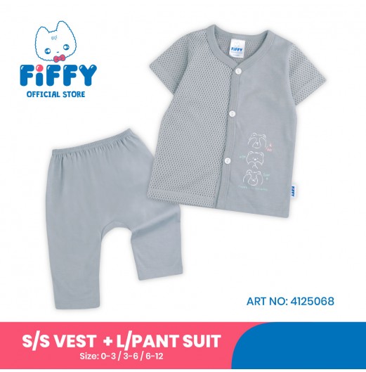 FIFFY HAPPY LIFE BAJU BAYI SHORT SLEEVE VEST + LONG PANT SUIT (4125068)