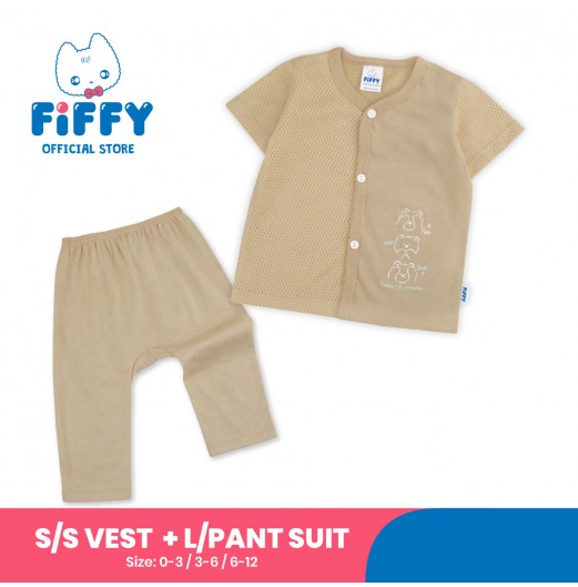 FIFFY HAPPY LIFE BAJU BAYI SHORT SLEEVE VEST + LONG PANT SUIT (4125068)