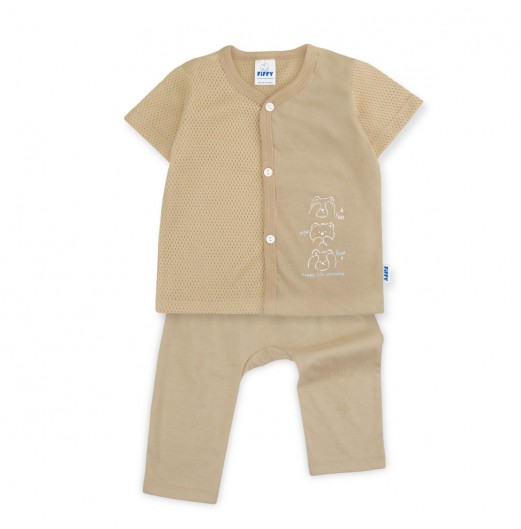 FIFFY HAPPY LIFE BAJU BAYI SHORT SLEEVE VEST + LONG PANT SUIT (4125068)