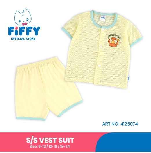 FIFFY VOLCA-YES SHORT SLEEVE VEST SUIT BAJU BAYI (4125074) FIFFY VOLCA-YES SHORT SLEEVE VEST SUIT BAJU BAYI (4125074)