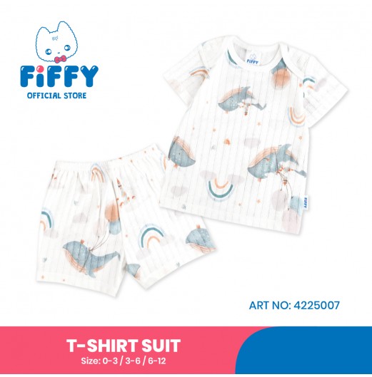 FIFFY RAINBOW WHALE BAJU BAYI T-SHIRT SUIT (4225007)