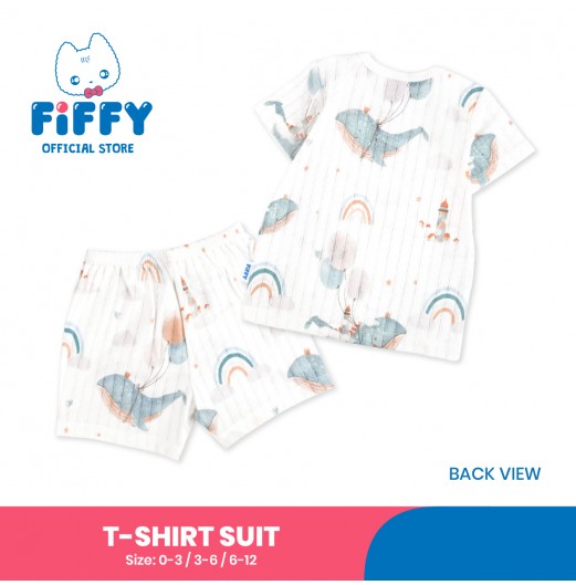 FIFFY RAINBOW WHALE BAJU BAYI T-SHIRT SUIT (4225007)