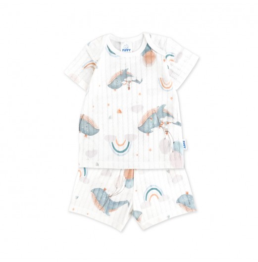 FIFFY RAINBOW WHALE BAJU BAYI T-SHIRT SUIT (4225007)