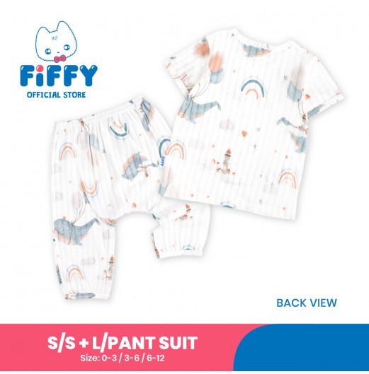 FIFFY RAINBOW WHALE BAJU BAYI SHORT SLEEVE + LONG PANT SUIT (4225008)