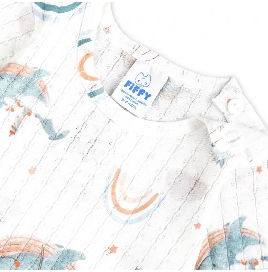 FIFFY RAINBOW WHALE BAJU BAYI SHORT SLEEVE + LONG PANT SUIT (4225008)