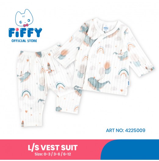 FIFFY RAINBOW WHALE BAJU BAYI LONG SLEEVE VEST SUIT (4225009)