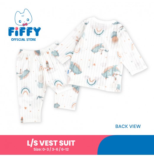 FIFFY RAINBOW WHALE BAJU BAYI LONG SLEEVE VEST SUIT (4225009)