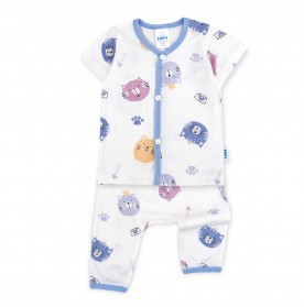 FIFFY KITTY SNACK TIME BAJU BAYI SHORT SLEEVE VEST + LONG PANT SUIT (4225011)