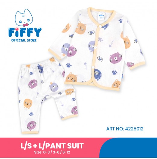 FIFFY KITTY SNACK TIME BAJU BAYI LONG SLEEVE VEST SUIT (4225012)