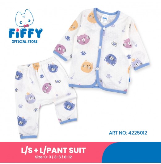 FIFFY KITTY SNACK TIME BAJU BAYI LONG SLEEVE VEST SUIT (4225012)